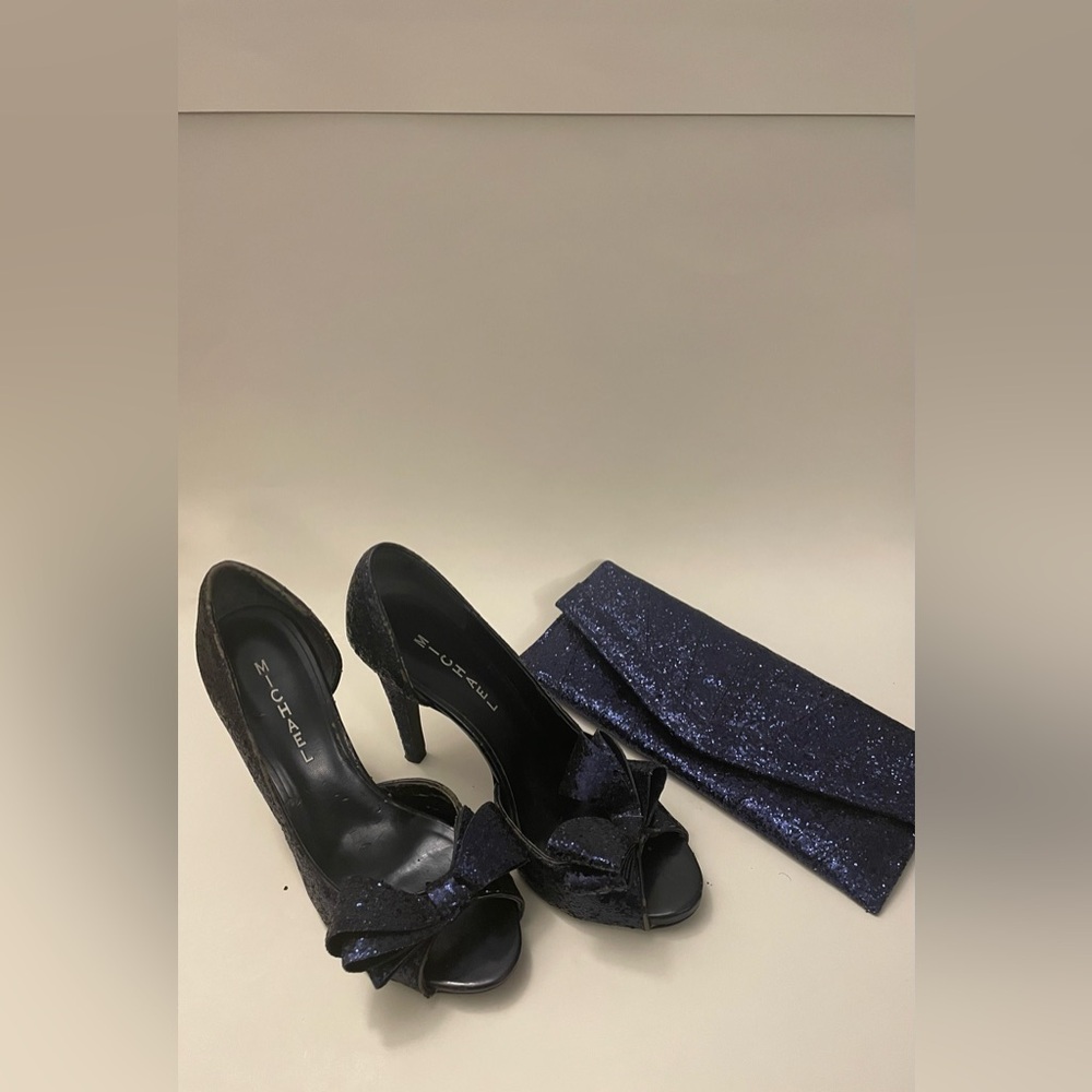 Michael Navy Blue Glitter Heels